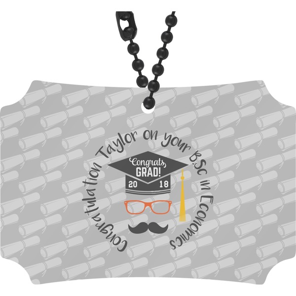 Custom Hipster Graduate Rear View Mirror Ornament (Personalized)