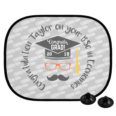 Hipster Graduate Car Side Window Sun Shade (Personalized)