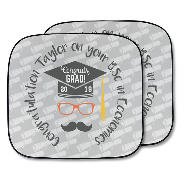 Custom Hipster Graduate Car Sun Shade - Two Piece (Personalized)
