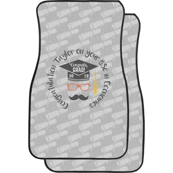 Custom Hipster Graduate Car Floor Mats (Front Seat) (Personalized)