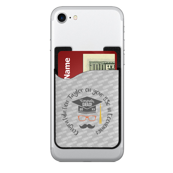 Custom Hipster Graduate 2-in-1 Cell Phone Credit Card Holder & Screen Cleaner (Personalized)