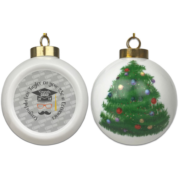 Hipster Graduate Ceramic Christmas Ornament - X-Mas Tree (APPROVAL)