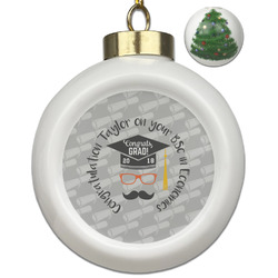 Hipster Graduate Ceramic Ball Ornament - Christmas Tree (Personalized)