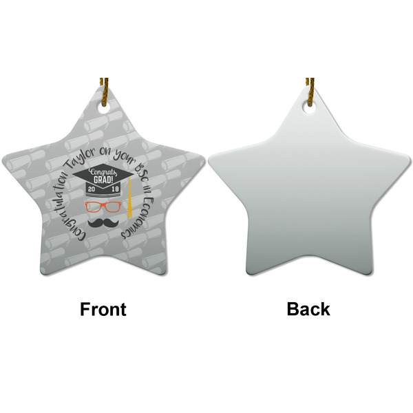 Hipster Graduate Ceramic Flat Ornament - Star Front & Back (APPROVAL)