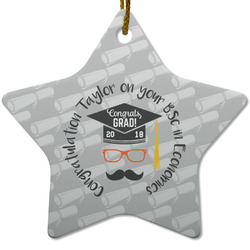 Hipster Graduate Star Ceramic Ornament w/ Name or Text