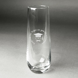 Hipster Graduate Champagne Flute - Stemless Engraved - Single (Personalized)