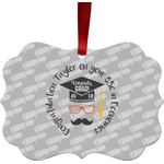 Hipster Graduate Metal Frame Ornament - Double Sided w/ Name or Text