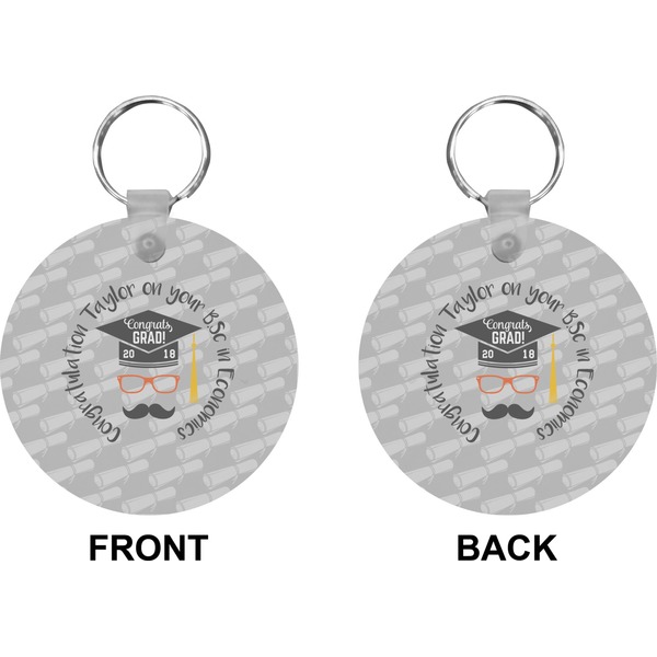 Hipster Graduate Circle Keychain (Front + Back)