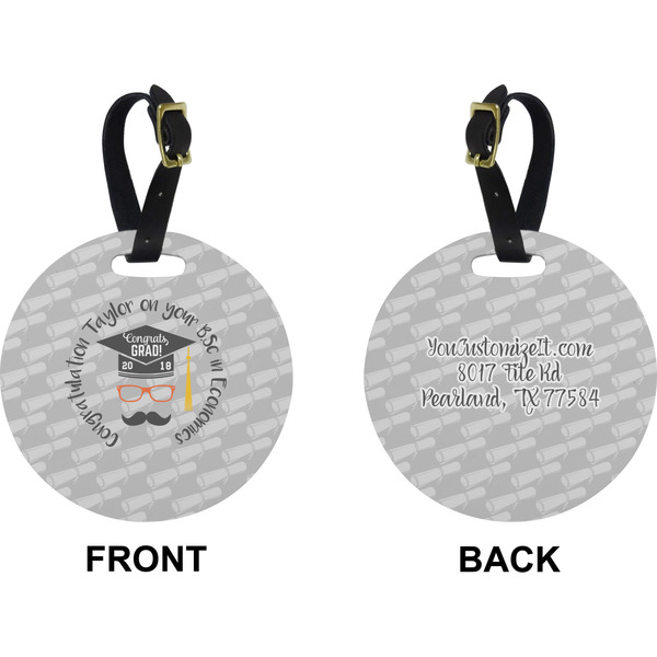 Hipster Graduate Circle Luggage Tag (Front + Back)