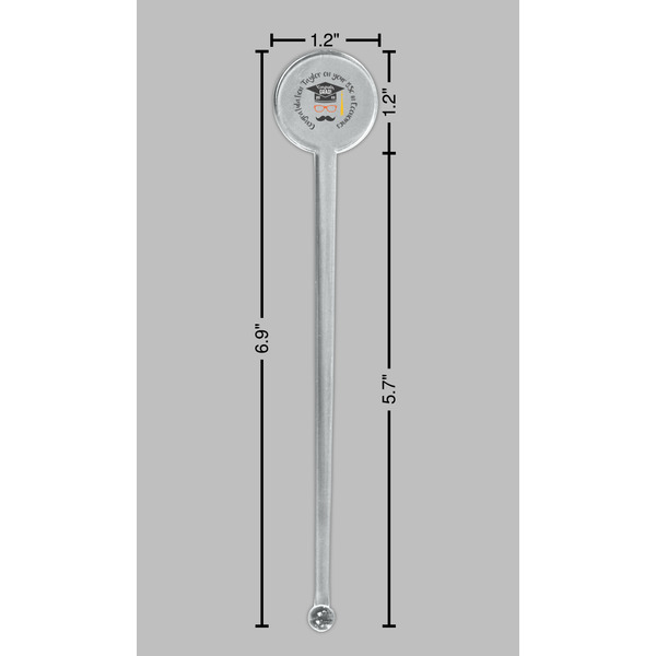 Hipster Graduate Clear Plastic 7" Stir Stick - Round - Dimensions