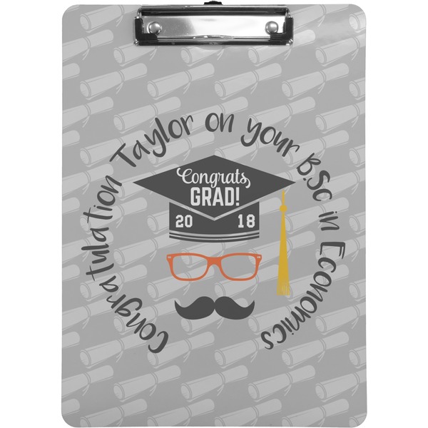 Custom Hipster Graduate Clipboard (Letter Size) (Personalized)