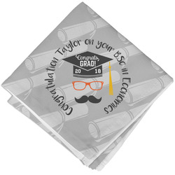 Hipster Graduate Cloth Cocktail Napkin - Single w/ Name or Text