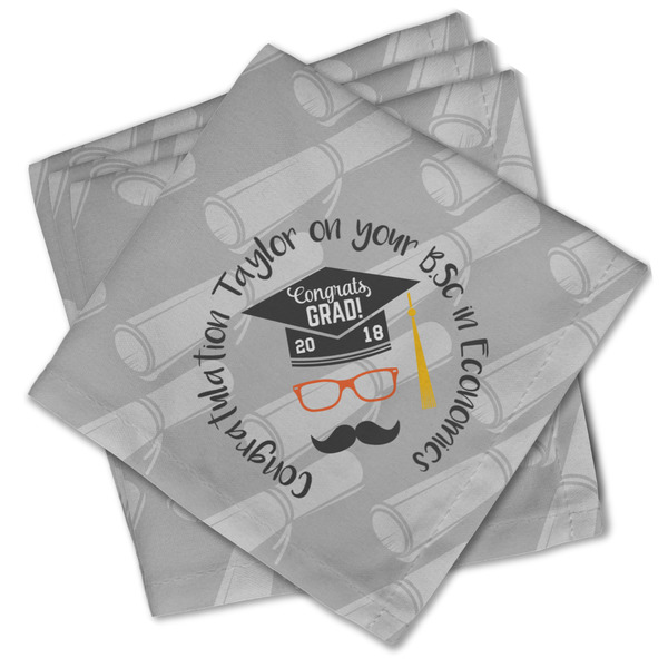 Custom Hipster Graduate Cloth Cocktail Napkins - Set of 4 w/ Name or Text