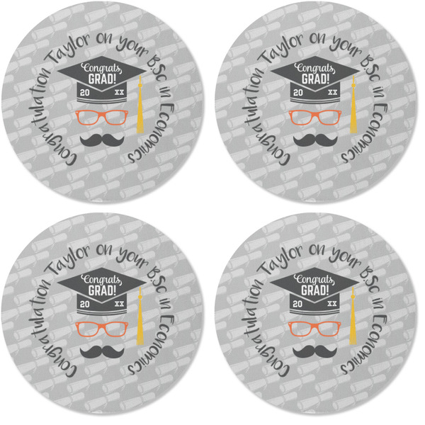Hipster Graduate Coaster Round Rubber Back - Apvl