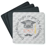 Hipster Graduate Square Rubber Backed Coasters - Set of 4 (Personalized)