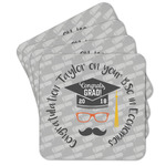 Hipster Graduate Cork Coaster - Set of 4 w/ Name or Text