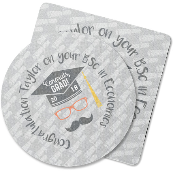 Custom Hipster Graduate Rubber Backed Coaster (Personalized)