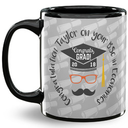 Hipster Graduate 11 Oz Coffee Mug - Black (Personalized)