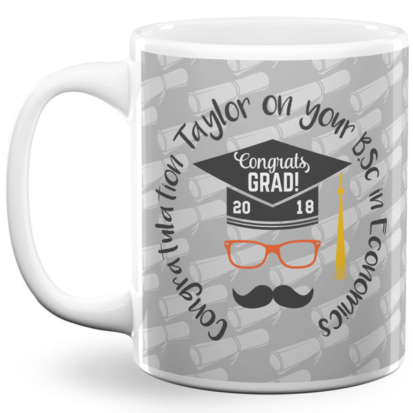 Custom Hipster Graduate 11 Oz Coffee Mug - White (Personalized)