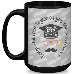 Hipster Graduate 15 Oz Coffee Mug - Black (Personalized)