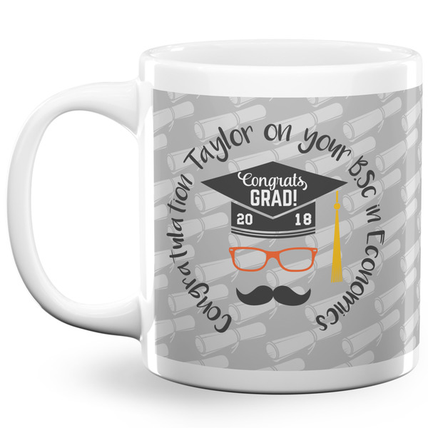 Custom Hipster Graduate 20 Oz Coffee Mug - White (Personalized)