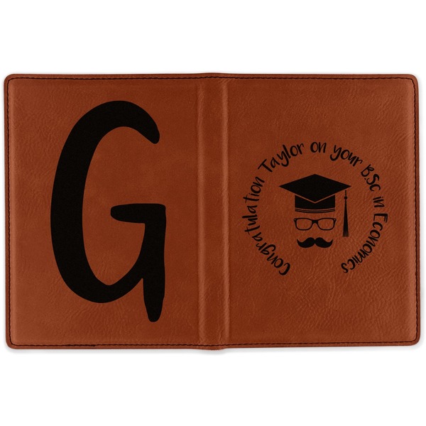 Hipster Graduate Cognac Leather Passport Holder Outside Double Sided - Apvl