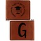 Hipster Graduate Cognac Leatherette Bifold Wallets - Front and Back