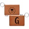 Hipster Graduate Cognac Leatherette Keychain ID Holders - Front and Back Apvl
