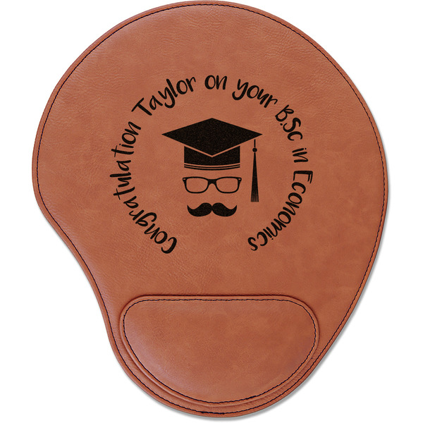 Custom Hipster Graduate Leatherette Mouse Pad with Wrist Support (Personalized)