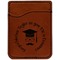 Hipster Graduate Cognac Leatherette Phone Wallet close up