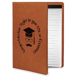 Hipster Graduate Leatherette Portfolio with Notepad - Small - Double Sided (Personalized)