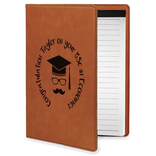 Custom Hipster Graduate Leatherette Portfolio with Notepad - Small - Double Sided (Personalized)