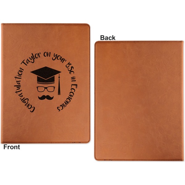 Hipster Graduate Cognac Leatherette Portfolios with Notepad - Small - Single Sided- Apvl