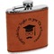 Hipster Graduate Cognac Leatherette Wrapped Stainless Steel Flask