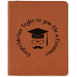 Hipster Graduate Leatherette Zipper Portfolio with Notepad (Personalized)