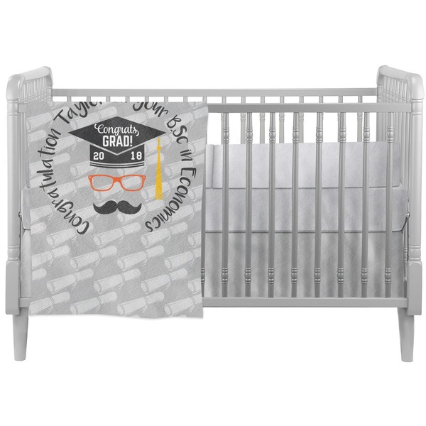 Custom Hipster Graduate Crib Comforter / Quilt (Personalized)