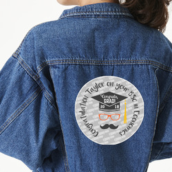 Hipster Graduate Twill Iron On Patch - Custom Shape - 2XL - Set of 4 (Personalized)