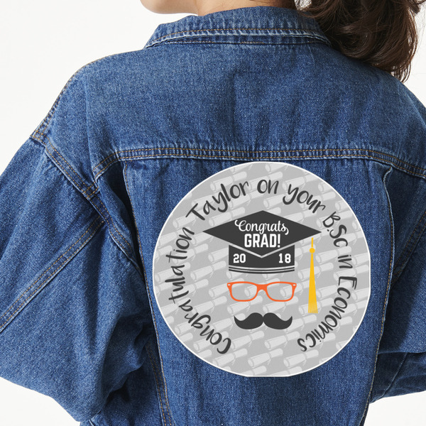 Custom Hipster Graduate Twill Iron On Patch - Custom Shape - 3XL (Personalized)