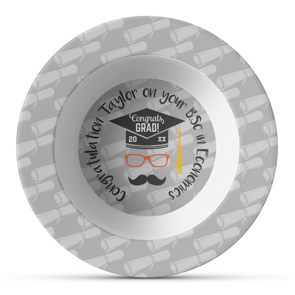 Custom Hipster Graduate Plastic Bowl - Microwave Safe - Composite Polymer (Personalized)