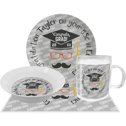 Hipster Graduate Dinner Set - Single 4 Pc Setting w/ Name or Text