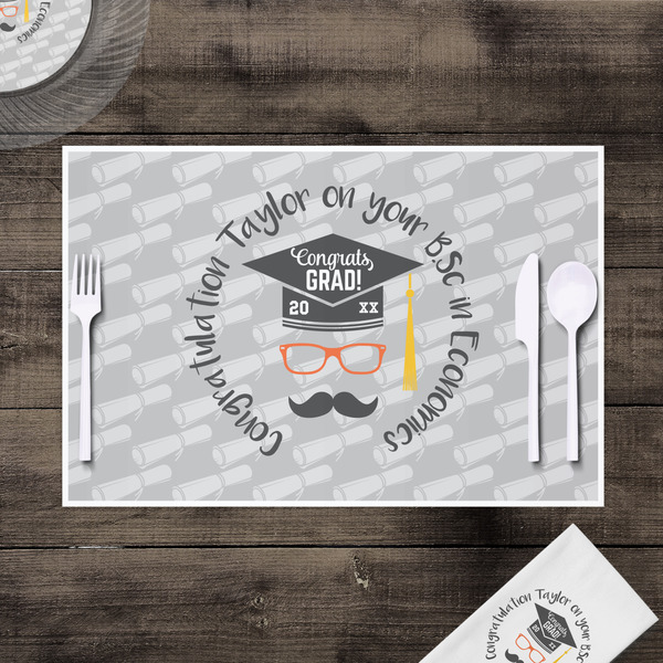 Hipster Graduate Disposable Paper Placemat - In Context