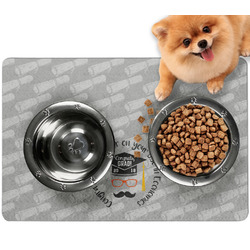 Hipster Graduate Dog Food Mat - Small w/ Name or Text