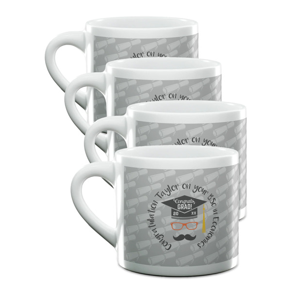 Custom Hipster Graduate Double Shot Espresso Cups - Set of 4 (Personalized)