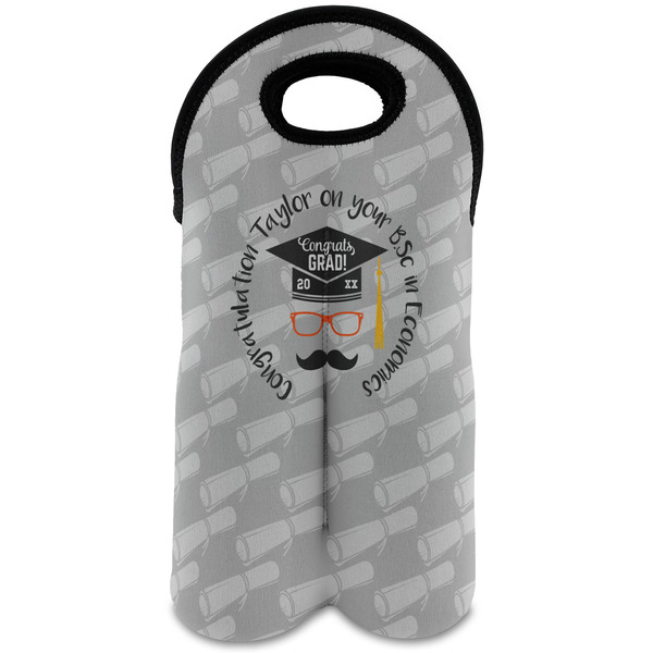 Custom Hipster Graduate Wine Tote Bag (2 Bottles) (Personalized)