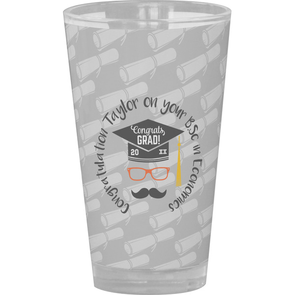Custom Hipster Graduate Pint Glass - Full Color (Personalized)