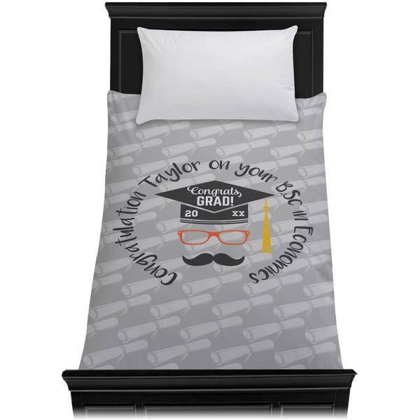 Hipster Graduate Duvet Cover - Twin - On Bed - No Prop