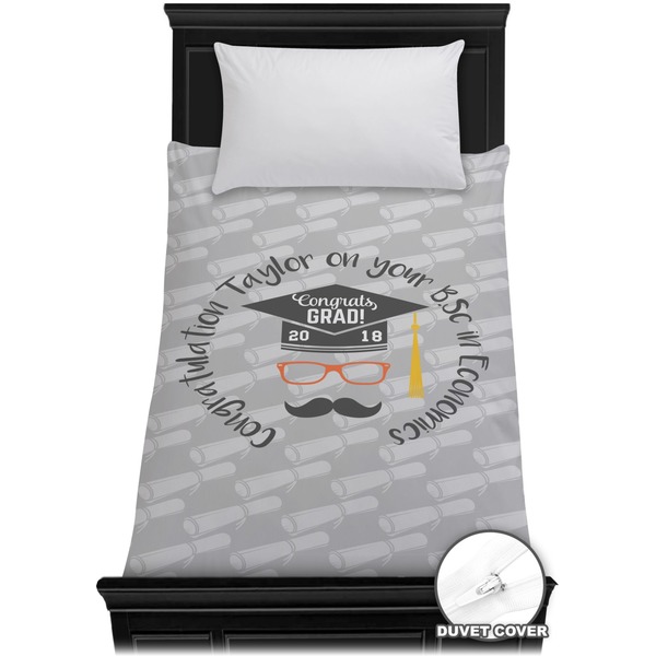 Custom Hipster Graduate Duvet Cover - Twin (Personalized)