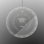 Hipster Graduate Engraved Glass Ornament - Round (Personalized)