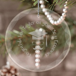 Hipster Graduate Engraved Glass Ornament (Personalized)