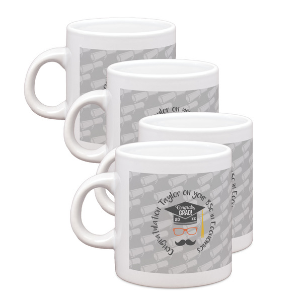 Custom Hipster Graduate Single Shot Espresso Cups - Set of 4 (Personalized)